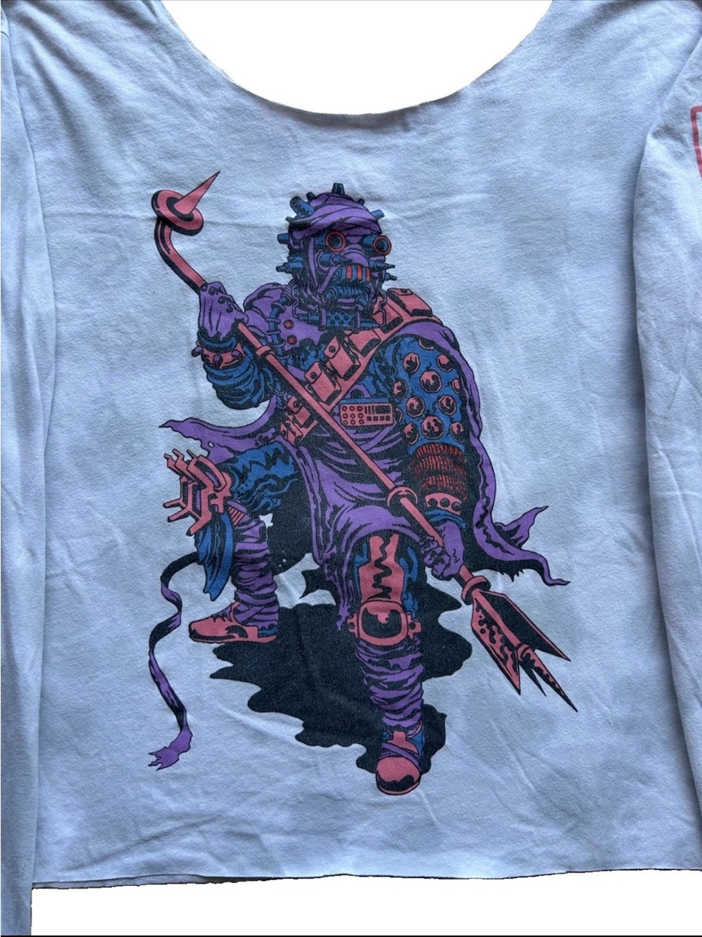Y2K Indie Sleaze Star Wars Off The Shoulder Long Sleeve Tee Oversized 90s Sci Fi - Picture 5 of 8